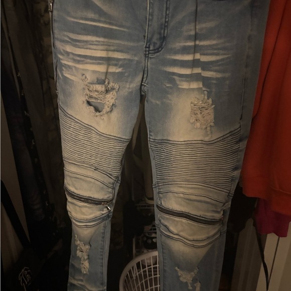 None Other - Stylish Distressed Blue Jeans for Men